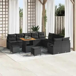 Dārza Dīvānu Komplekts Ar Spilvenu 13 Pcs Melna 80 X 80 X 71 Cm Vidaxl