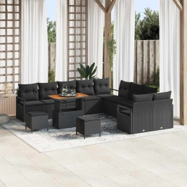 Dārza Dīvānu Komplekts Ar Spilvenu 13 Pcs Melna 90 X 55 X 71 Cm Vidaxl
