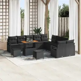 Dārza Dīvānu Komplekts Ar Spilvenu 13 Pcs Melna 90 X 55 X 71 Cm Vidaxl