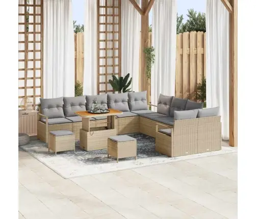 Sodo Sofų Rinkinys Su Pagalve 13 Pcs Bežinė Ir Šviesiai Pilka