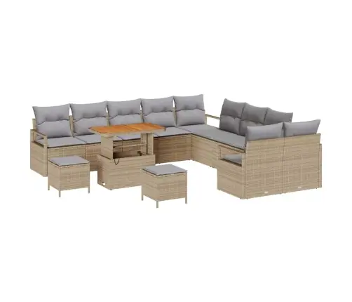 Sodo Sofų Rinkinys Su Pagalve 13 Pcs Bežinė Ir Šviesiai Pilka