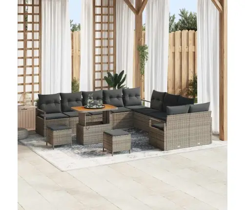 Sodo Sofų Rinkinys Su Pagalve Su Saugykla 13 Pcs Pilka