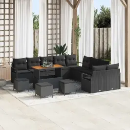 Dārza Dīvānu Komplekts 14 Pcs Melna 110 X 55 X 71 Cm Vidaxl