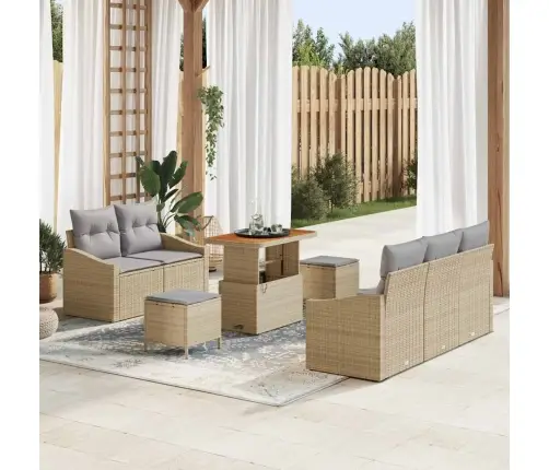 Sodo Sofų Rinkinys Su Pagalve 8 Pcs Bežinė Ir Šviesiai Pilka