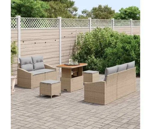 Sodo Sofų Rinkinys Su Pagalve 8 Pcs Bežinė Ir Šviesiai Pilka
