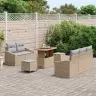 Sodo Sofų Rinkinys Su Pagalve 8 Pcs Bežinė Ir Šviesiai Pilka