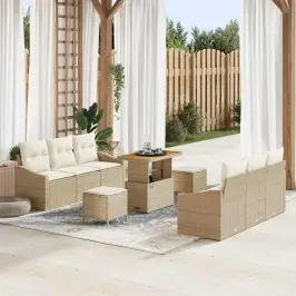 Dārza Dīvānu Komplekts 9 Pcs Bēšs Un Krēms 90 X 55 X 71 Cm Vidaxl