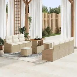 Dārza Dīvānu Komplekts 10 Pcs Bēšs Un Krēms 90 X 55 X 71 Cm Vidaxl