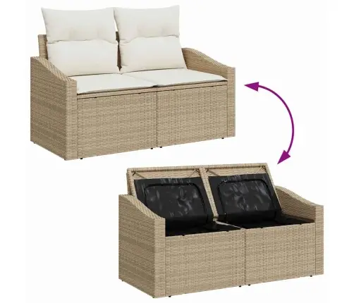 Sodo Sofų Rinkinys Su Pagalve 11 Pcs Bežinė Ir Kreminė