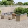 Sodo Sofų Rinkinys Su Pagalve 11 Pcs Bežinė Ir Šviesiai Pilka