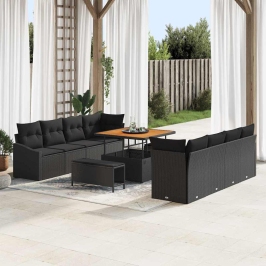 Dārza Dīvānu Komplekts 11 Pcs Melna 100 X 100 X 71 Cm Vidaxl