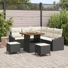 Dārza Dīvānu Komplekts 8 Pcs Melns Un Krēmkrāsa 80 X 80 X 71 Cm Vidaxl