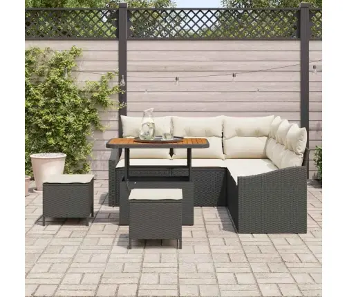 Sodo Sofų Rinkinys Su Pagalve Su Pagalve 8 Pcs Juoda Ir Kreminė