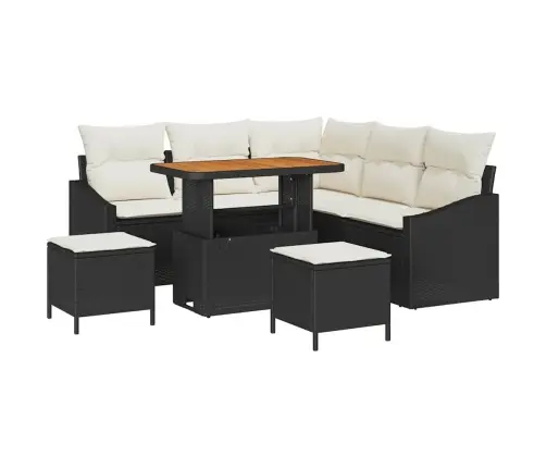 Sodo Sofų Rinkinys Su Pagalve Su Pagalve 8 Pcs Juoda Ir Kreminė