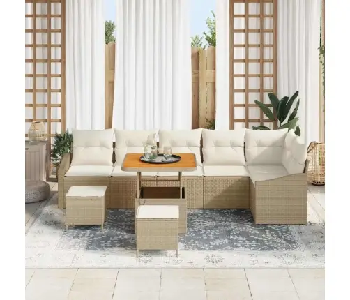 Dārza Dīvānu Komplekts 9 Pcs Beige, Krēmkrāsa 80 X 80 X 71 Cm Vidaxl