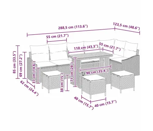 Sodo Sofų Rinkinys Su Pagalve 10 Pcs Juoda Poli Ratanas