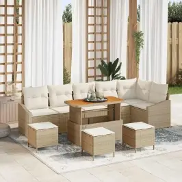 Sodo Sofų Rinkinys 10 Pcs Bežinė Ir Kreminė 110 X 55 X 71 Cm