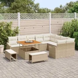 Sodo Sofų Rinkinys 12 Pcs Bežinė Ir Kreminė 100 X 100 X 71 Cm