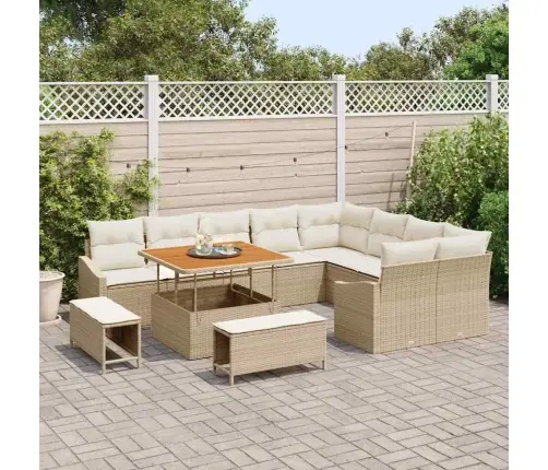 Sodo Sofų Rinkinys 12 Pcs Bežinė Ir Kreminė 100 X 100 X 71 Cm