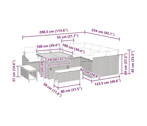 Sodo Sofų Rinkinys 12 Pcs Bežinė Ir Kreminė 100 X 100 X 71 Cm