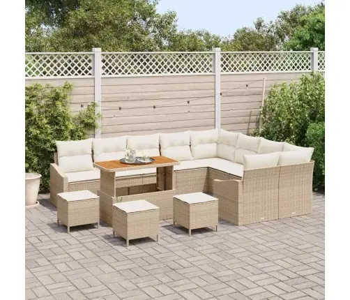 Sodo Sofų Rinkinys Su Pagalve 13 Pcs Bežinė Ir Kreminė