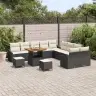 Sodo Sofų Rinkinys 13 Pcs Juoda Ir Kreminė 100 X 100 X 71 Cm