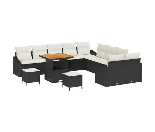 Sodo Sofų Rinkinys 13 Pcs Juoda Ir Kreminė 100 X 100 X 71 Cm