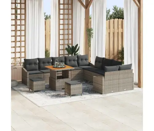 Dārza Dīvānu Komplekts 13 Pcs Gaiši Pelēks Un Tumši Pelēks Vidaxl