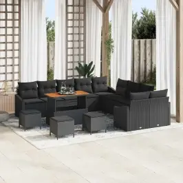 Dārza Dīvānu Komplekts 13 Pcs Melna 100 X 100 X 71 Cm Vidaxl