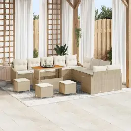 Sodo Sofų Rinkinys 13 Pcs Bežinė Ir Kreminė 100 X 100 X 71 Cm