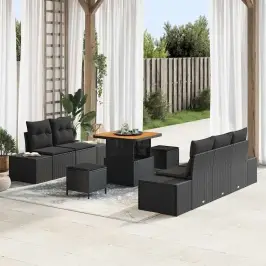 Dārza Dīvānu Komplekts Ar Spilvenu 8 Pcs Melna 80 X 80 X 71 Cm Vidaxl
