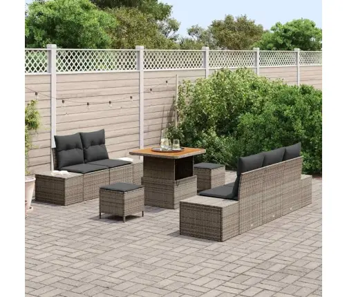 Dārza Dīvānu Komplekts Ar Spilvenu 8 Pcs Gaiši Pelēks Pelēks Vidaxl