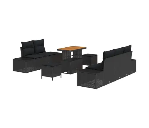 Sodo Sofų Rinkinys Su Pagalve 8 Pcs Juoda 90 X 55 X 71 Cm