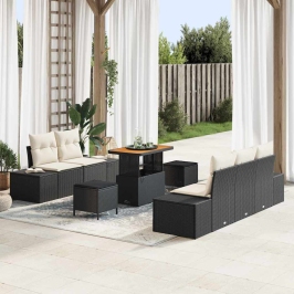 Dārza Dīvānu Komplekts 8 Pcs Melns Un Krēmkrāsa 90 X 55 X 71 Cm Vidaxl