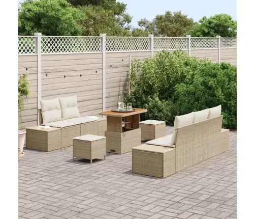 Sodo Sofų Rinkinys Su Pagalve 8 Pcs Bežinė Ir Kreminė