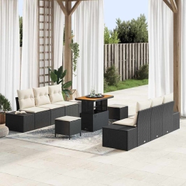 Dārza Dīvānu Komplekts 9 Pcs Melns Un Krēmkrāsa 90 X 55 X 71 Cm Vidaxl