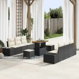 Dārza Dīvānu Komplekts 9 Pcs Melns Un Krēmkrāsa 90 X 55 X 71 Cm Vidaxl