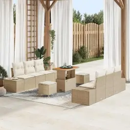 Sodo Sofų Rinkinys 9 Pcs Bežinė Ir Kreminė 90 X 55 X 71 Cm
