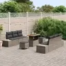 Sodo Sofų Rinkinys 9 Pcs Šviesiai Pilka Ir Tamsiai Pilka