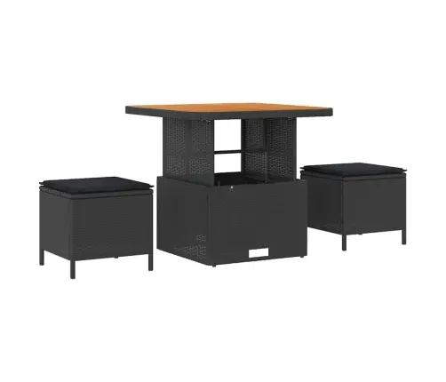 10 Gabalu Dārza Dīvānu Komplekts Ar Spilveniem Melns Poli Ratan Akācija Vidaxl