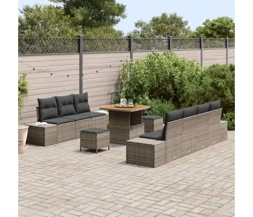 Dārza Dīvānu Komplekts 10 Pcs Gaiši Pelēks Un Tumši Pelēks Vidaxl