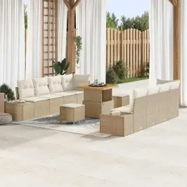 Dārza Dīvānu Komplekts Ar Spilvenu 11 Pcs Bēšs Un Krēms Vidaxl