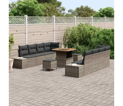 Dārza Dīvānu Komplekts 11 Pcs Gaiši Pelēks Un Tumši Pelēks Vidaxl