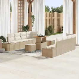 Dārza Dīvānu Komplekts Ar Spilvenu 11 Pcs Bēšs Un Krēms Vidaxl