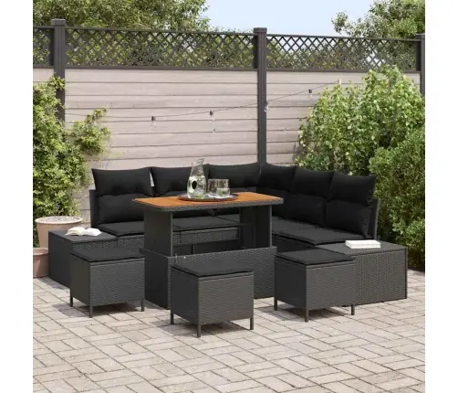 Dārza Dīvānu Komplekts 9 Pcs Melna Poliūtu Rotangpalma Vidaxl