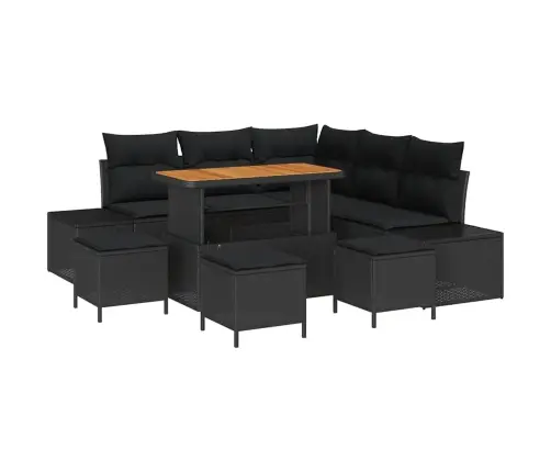 Dārza Dīvānu Komplekts 9 Pcs Melna Poliūtu Rotangpalma Vidaxl