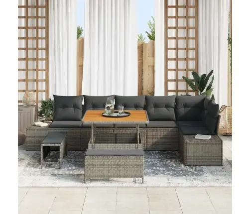 Dārza Dīvānu Komplekts 9 Pcs Gaiši Pelēks Un Tumši Pelēks Vidaxl