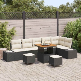 Dārza Dīvānu Komplekts 9 Pcs Melns Un Krēmkrāsa 80 X 80 X 71 Cm Vidaxl