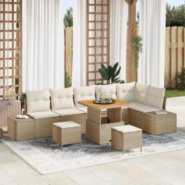 Sodo Sofų Rinkinys 9 Pcs Bežinė Ir Kreminė 80 X 80 X 71 Cm