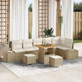 Sodo Sofų Rinkinys 9 Pcs Bežinė Ir Kreminė 80 X 80 X 71 Cm